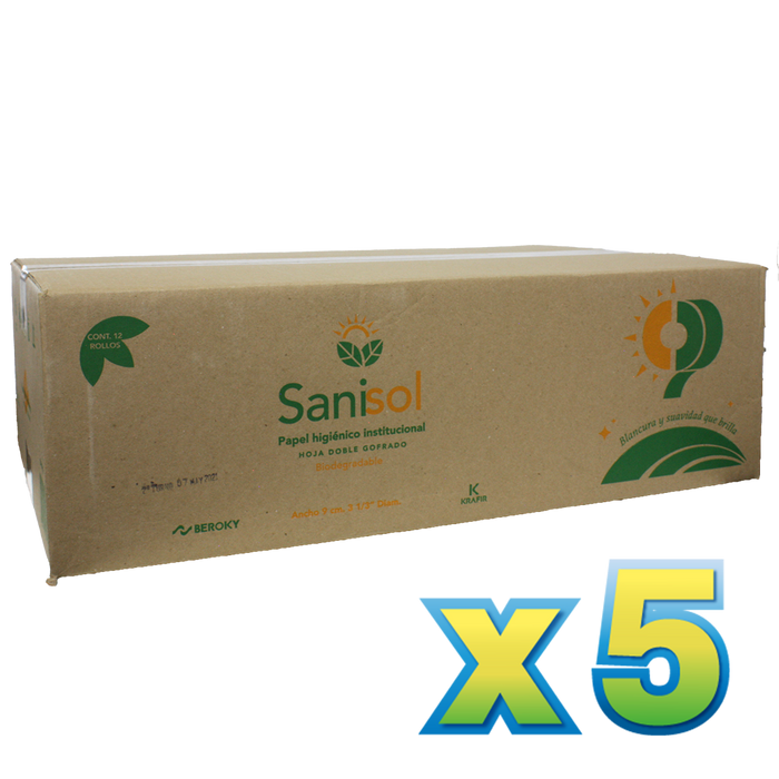 5 Cajas de Papel hig. sanisol 180 mts. (promo)