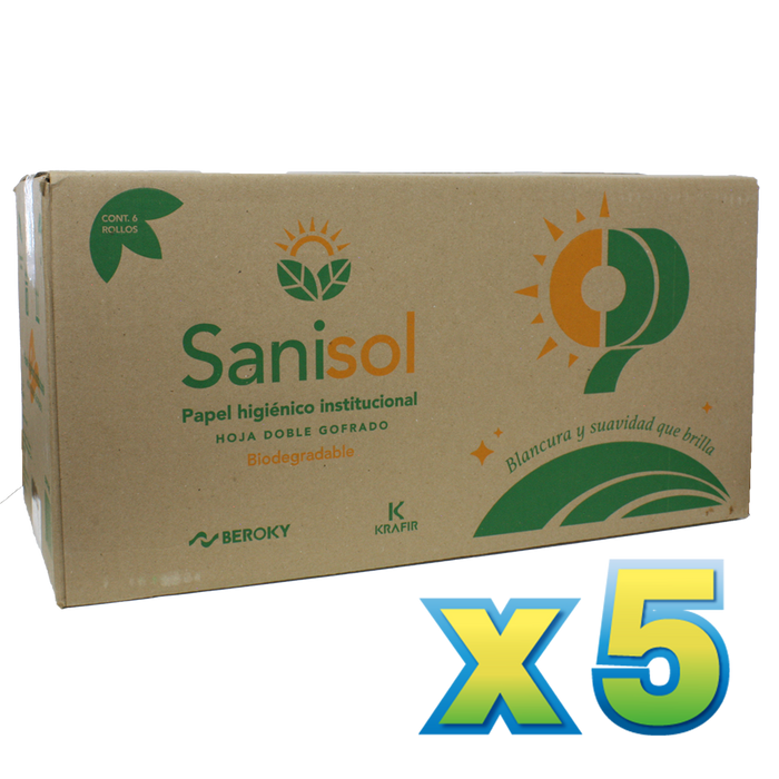 5 Cajas de Papel hig. sanisol 360 mts. (promo)