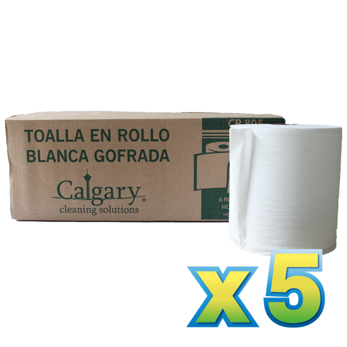 5 Cajas de toalla rollo blanca Calgary. (promo)