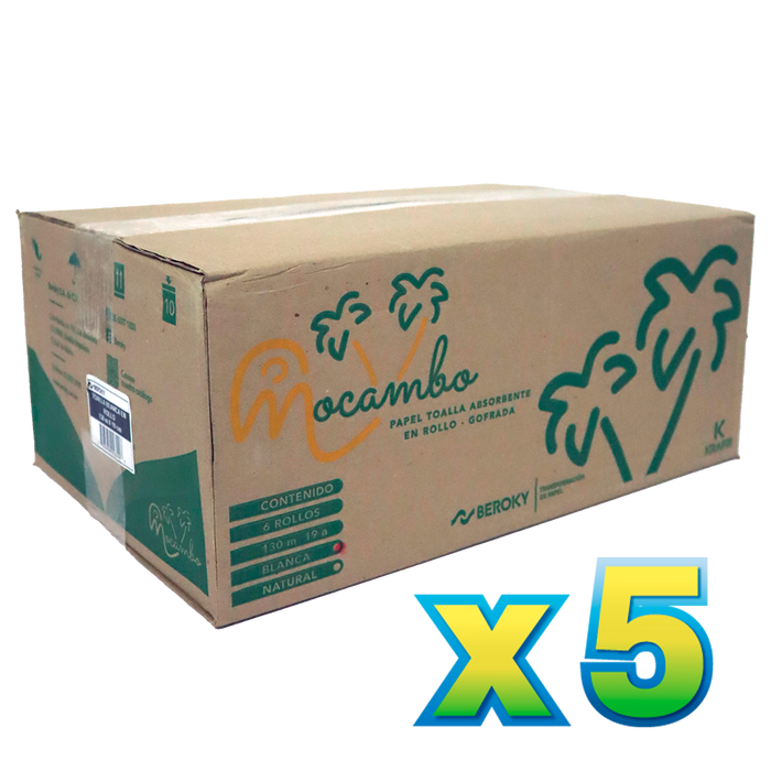 5 Cajas de toalla rollo mocambo 130 mts. (promo)