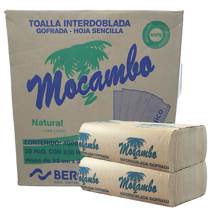Caja toalla inter. Mocambo café 20 pzs.