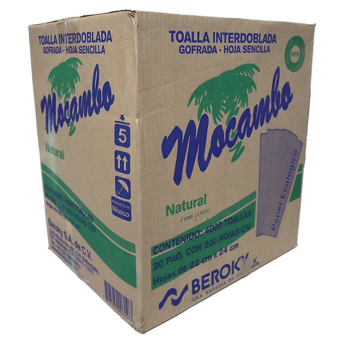 Caja toalla inter. Mocambo café 20 pzs.