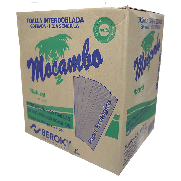 Caja toalla inter. Mocambo café 20 pzs.