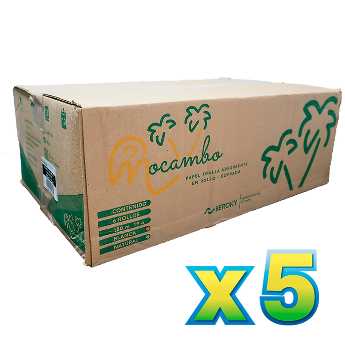 Caja toalla rollo mocambo 180 mts. (Promo)