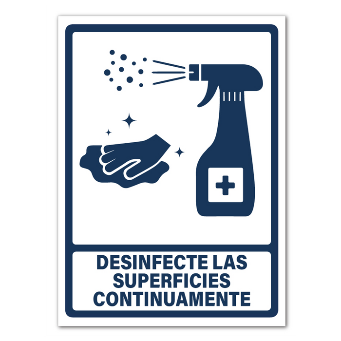 Letrero desinfecte las superficies econo.