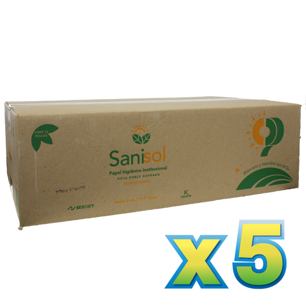 5 Cajas de Papel hig. sanisol 180 mts. (promo)