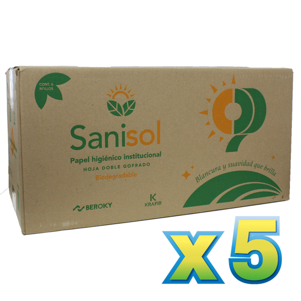 5 Cajas de Papel hig. sanisol 360 mts. (promo)
