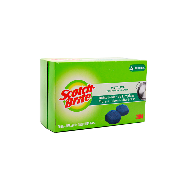 Fibra metálica con jabón scotch brite paq. 4